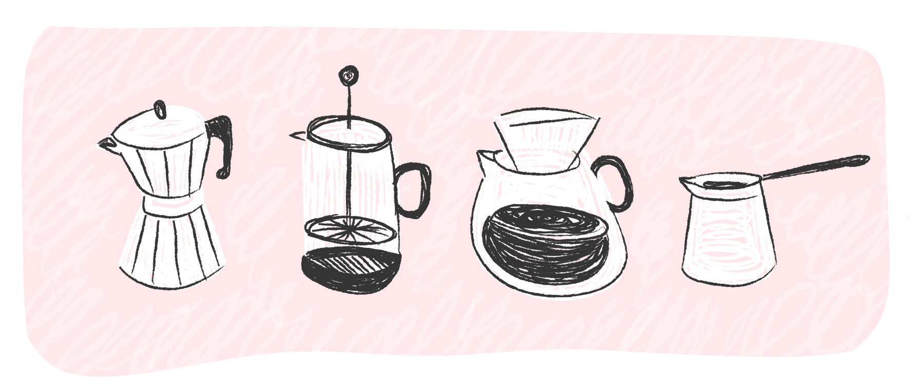 Different pots of coffee