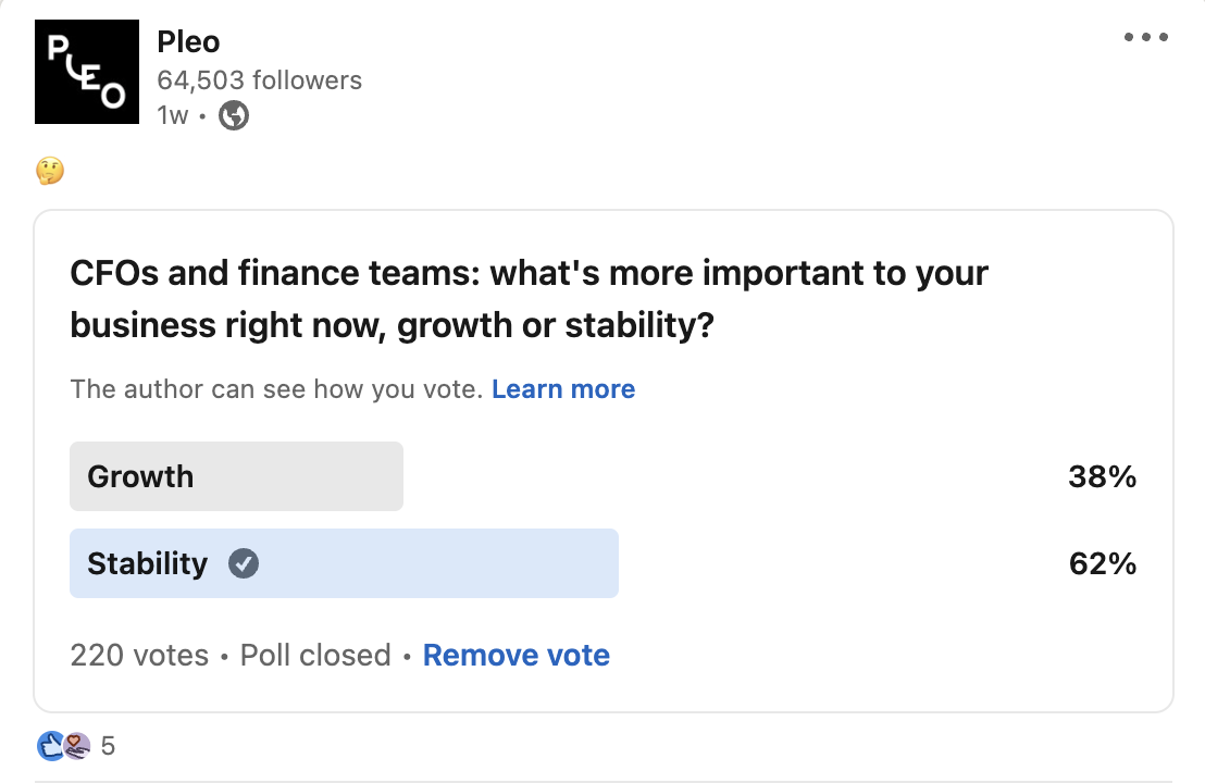 LinkedIn poll: groei versus stabiliteit